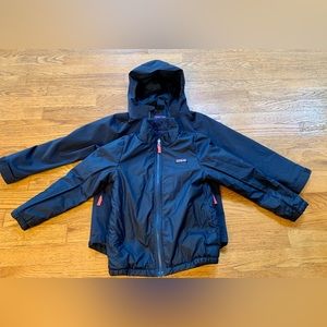 Patagonia size XS (5-6) 4-in-1 winter coat, raincoat, fleece. Navy blue